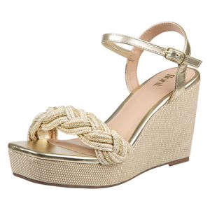 Sandalias trenzada con tacón tipo cuña para mujer
